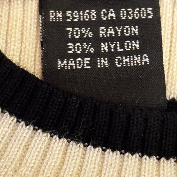 Like new Karen Kane Cream & Black Striped Ribbed Sleeveless Sweater Size Small - Picture 7 of 14